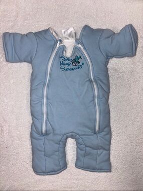 Baby Magic Sleep Suit in Light Blue - Double Zip Sleep Sack small 3/6m